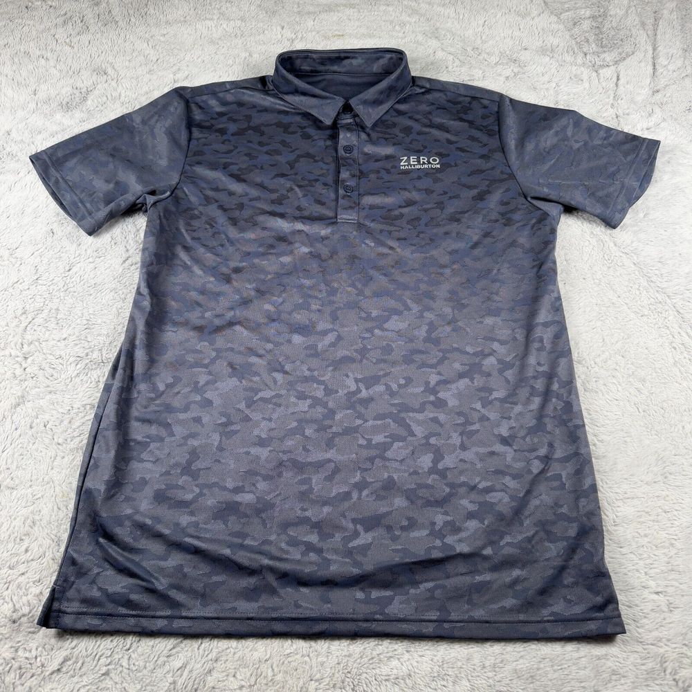 ZERO HALLIBURTON Polo Shirt‎ Blue Camo Golf Size Large
